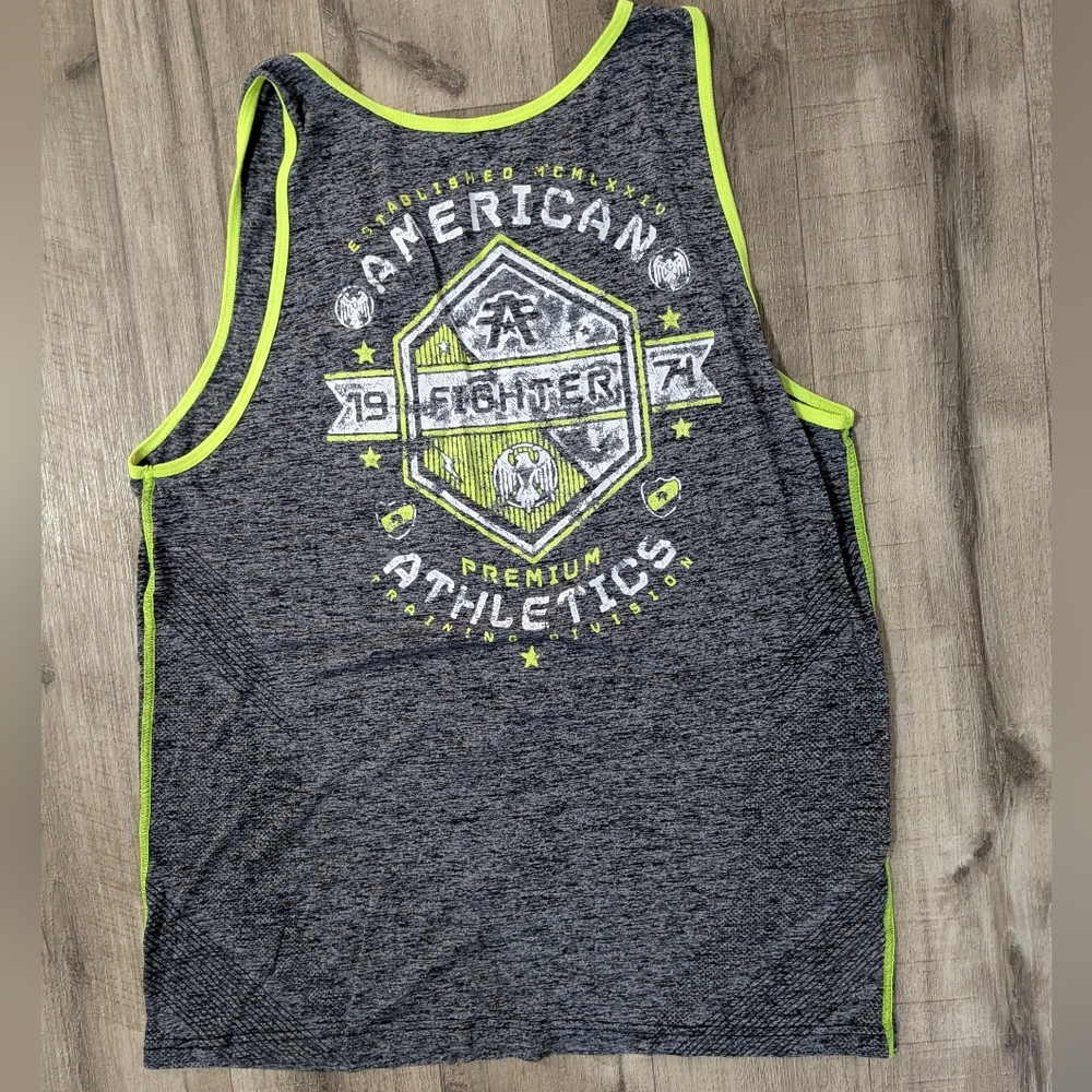American Fighter Charcoal and Lime Tank Top Men's XL TRUE RELIGION VINTAHE Y2K